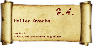 Haller Avarka névjegykártya